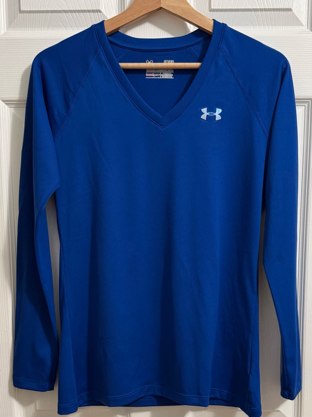 Under Armour Royal Blue V-Neck Long Sleeve Top heat-gear